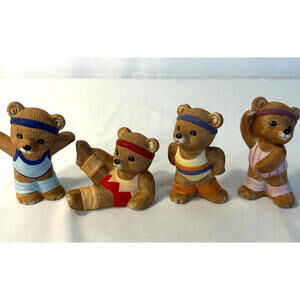 Vtg Homco Exercise Bears Figurines #1448 Set of 4 Workout Dance Aerobic Retired